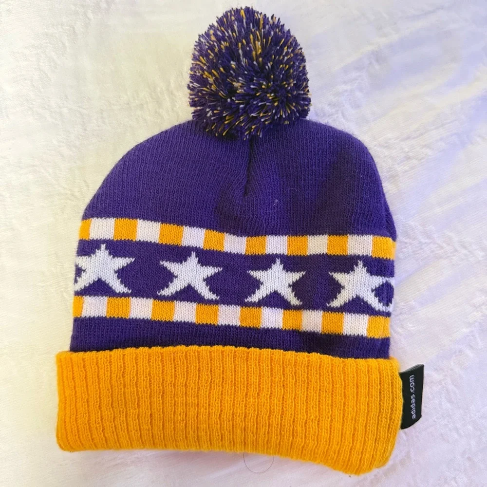 Adidas Kids Purple and Gold Lakers Beanie